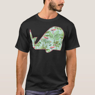 Roligt Whale fylld med Tropisk Rosa Flamingos Crui T Shirt