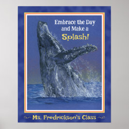 Roligt Whale Print for Classroom Deep Blue Gräns Poster