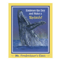 Roligt Whale Print för Classroom Gult Gräns