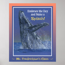 Roligt Whale Print för Classroom Sunset Gräns