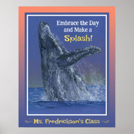 Roligt Whale Print för Classroom Sunset Gräns Poster