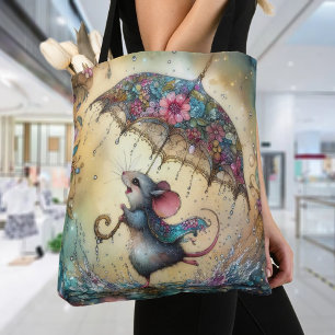 Roligt Whimsical April Showers Cute Mouse Tygkasse