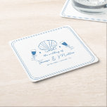 Roligt Whimsical Hand plockade Nautical Coastal Br Underlägg Papper Kvadrat<br><div class="desc">Lägg till en stänk i roligt med vår Roligt  Kusttorg i Bröllop Papper Underlägg. Med handdragna doodlar,  lekfulla skisser och en vintage coquette-estetik är det perfekt för skaldjur,  mariscos eller kustnära bröllop. En snyggt,  praktisk beröring som ger stollig och nautisk charm till ditt drickande station eller bord.</div>