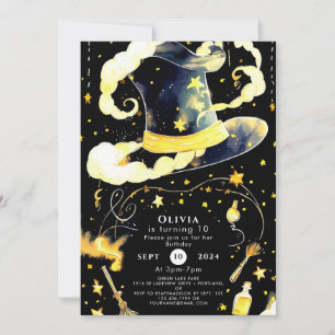 Roligt Whimsical Magic Wizard Birthday Inbjudningar