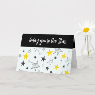 Roligt Whimsical Stars Add a Namn Grattis på födel Kort