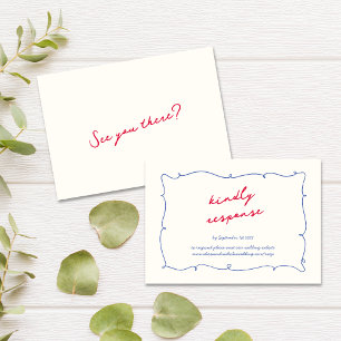 Roligt Whimsical Vågigt Bright Gräns & Script Bröl OSA Kort