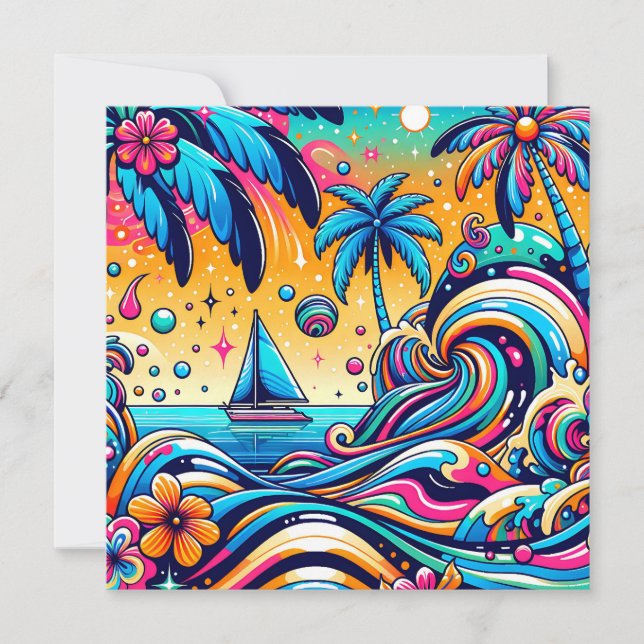 Roligt Whimsique Psychedelic Sailboat (Framsida)