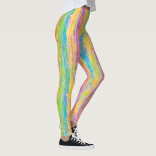 Roligt Whimsisk regnbåge Färger Rand Art Mönste Leggings