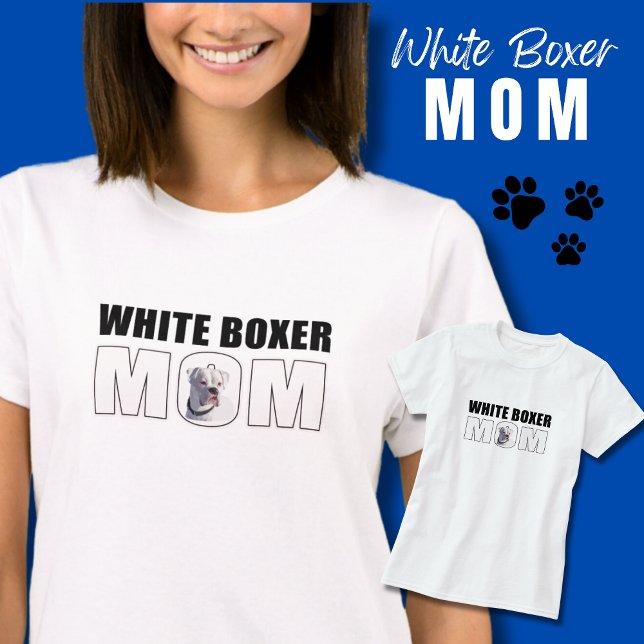 Roligt White Boxer Hund Mamma T Shirt (White Boxer Dog t-shirt for Boxer Mom.  )