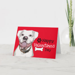 Roligt White Boxer Hund Valentine Tack Kort