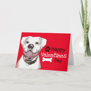 Roligt White Boxer Hund Valentine Tack Kort