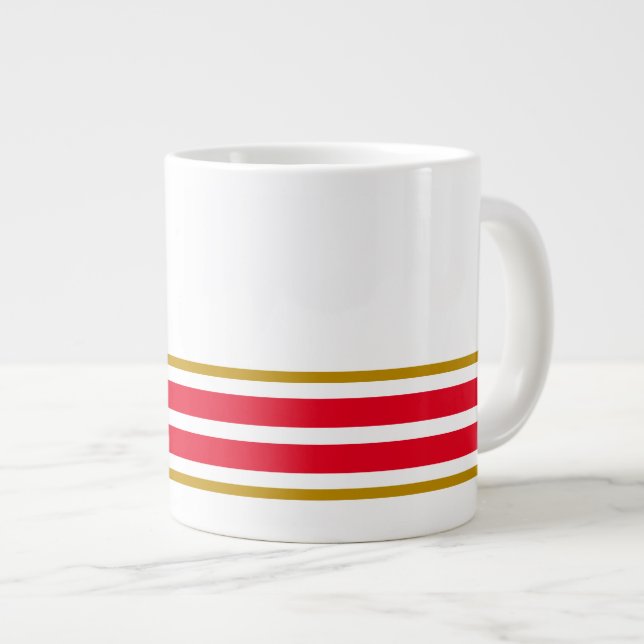 Roligt White Bright Red Grund Kant Tävla Rand Jumbo Mugg (Framsida höger)