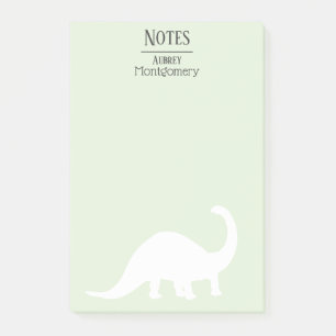 Roligt White Brontosaurus Silhouette PERSONLIG Post-it Block