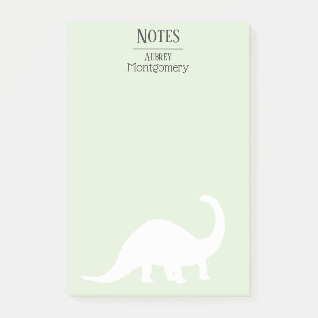 Roligt White Brontosaurus Silhouette | PERSONLIG Post-it Block (Framsida)
