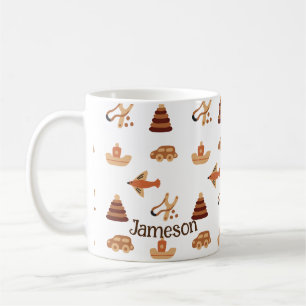Roligt White Brown Kids Leksak Car Flygplan Boat G Kaffemugg