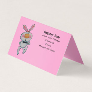 Roligt White Bunny Rabbit Thumbs Up Sign Rosa Visitkort