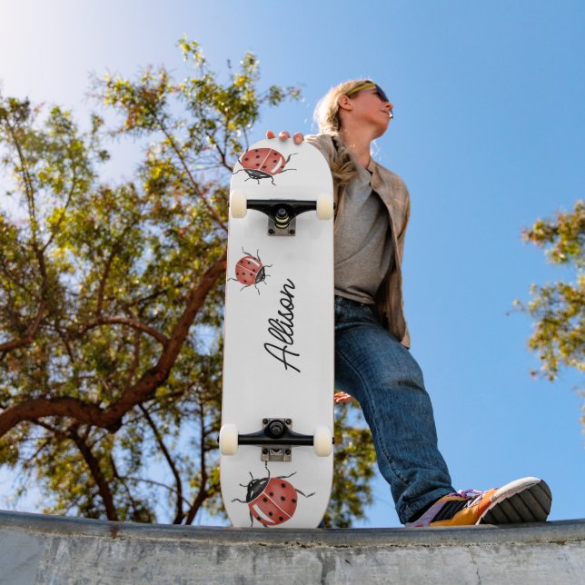 Roligt white Ladybug Mini Skateboard Bräda 18,5 Cm (Utomhus 1)