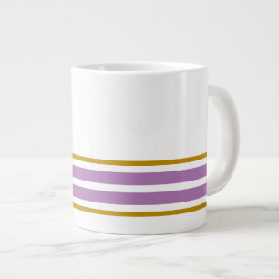 Roligt White Lavender Grund Kant Tävla Rand Jumbo Mugg