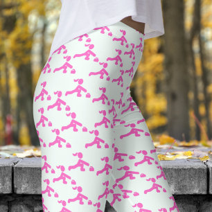 Roligt White Mint och Rosa Womens Curling Mönster Leggings