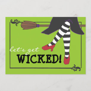 Roligt Wicked Witch på Broom Halloween fest Inbjudningar