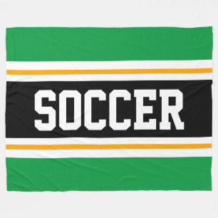 Roligt Wide Bright Grönt Black SOCCER Tävla Rand Fleecefilt