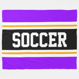 Roligt Wide Bright Lila Black SOCCER Tävla Rand Fleecefilt