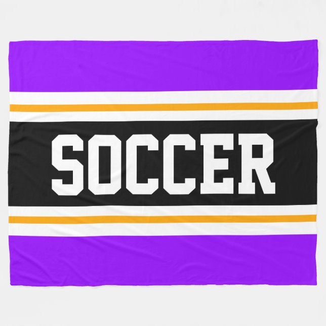 Roligt Wide Bright Lila Black SOCCER Tävla Rand Fleecefilt (Framsidan (Horisontell))