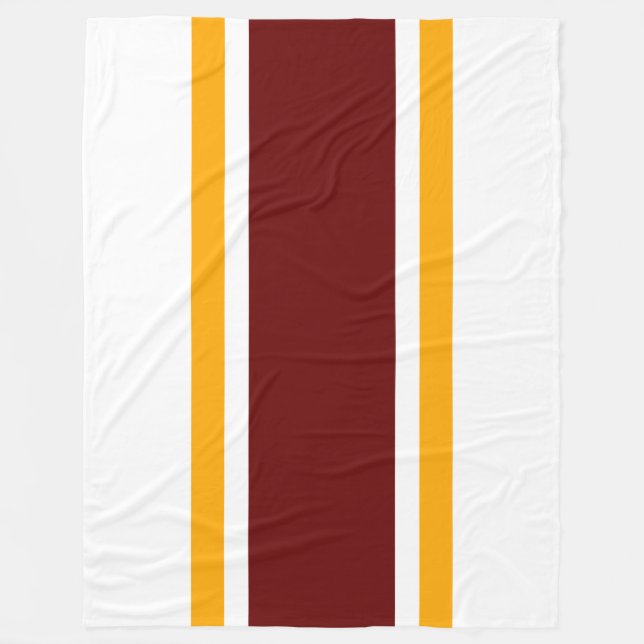 Roligt Wide Deep Red Gult Tävla Rand på vitt Fleecefilt (Framsidan)