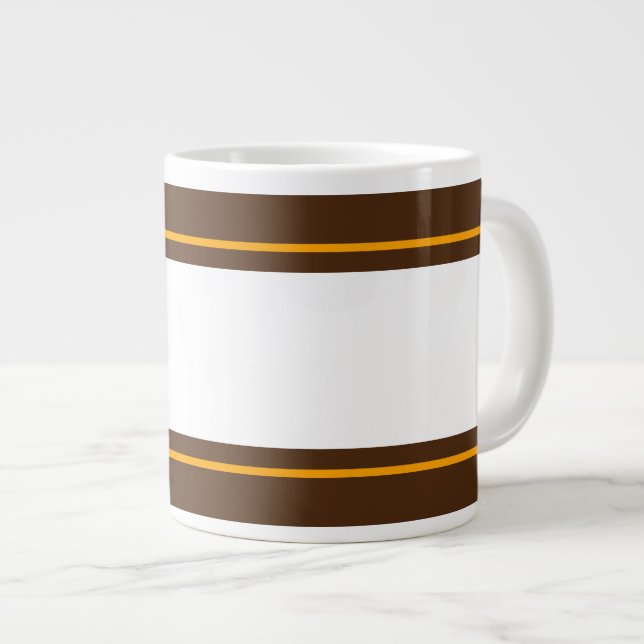 Roligt Wide White Orange Brown Tävla Rand Jumbo Mugg (Framsida höger)