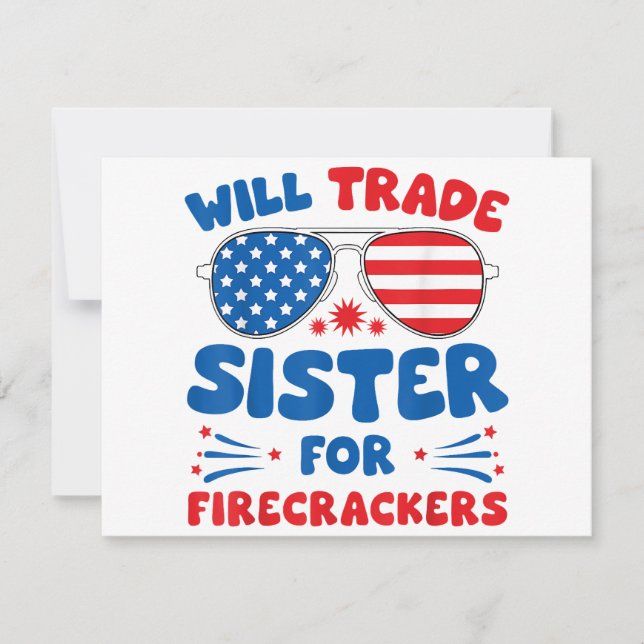 Roligt Will Trade Sister for Firecrackers Funny US (Framsida)
