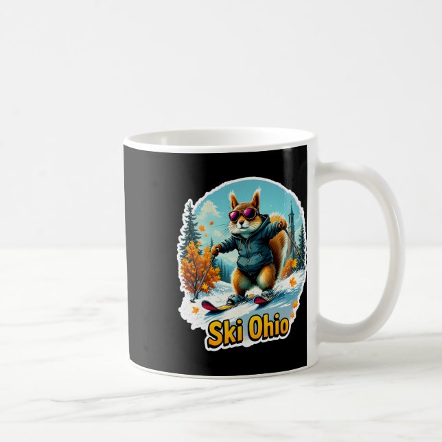 Roligt Winter Äventyr in Ohio Skiing Squirrel Kaffemugg (Höger)