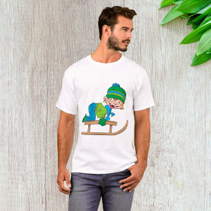 Roligt Winter Sledding Boy Cute Snö Äventyr T Shirt