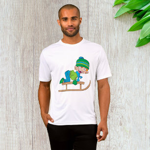 Roligt Winter Sledding Boy Cute Snö Äventyr T Shirt