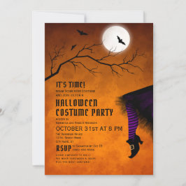 Roligt Witch Dress Orange Halloween Costume Party Inbjudningar
