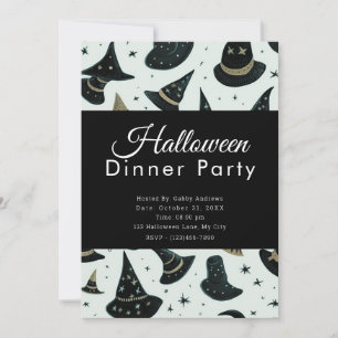 Roligt Witches Hats Black Halloween Middag Party Inbjudningar