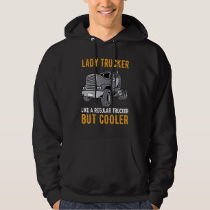 Roligt Woman Trucker Female Lastbil-chaufförer som Hoodie