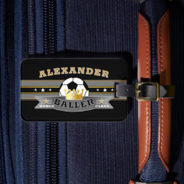 Roligt World Class Baller med FOOTBALL på BLACK Bagagebricka