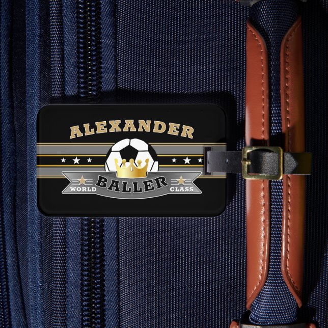 Roligt World Class Baller med FOOTBALL på BLACK Bagagebricka (Framsida Insitu 4)