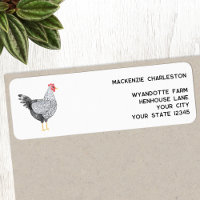 Roligt Wyandotte Chicken Watercolor Returadress