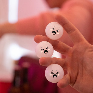 Roligt Yawning Cutie Ansikte Ping Pong Boll