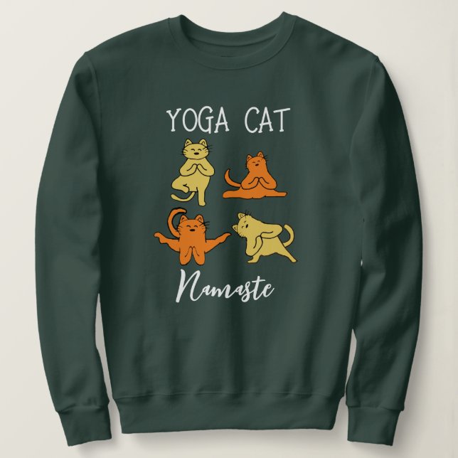 Roligt Yoga Cat Collage Sweatshirt Gift för Cat Lo T Shirt (Design framsida)