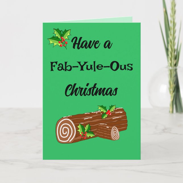 Roligt Yule-loggen Fabulous Julpun Card Kort (Framsida)