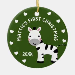 Roligt Zebra Baby 1:a julklapp Julgransprydnad Keramik