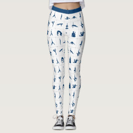 Roligt Zen Yoga Poses Blue White Meditation Leggings