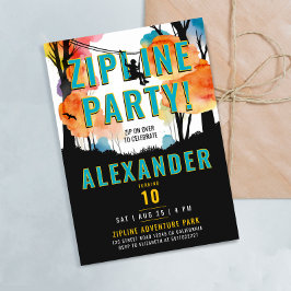 Roligt Zipline Colorful Party Äventyr Watercolor Inbjudningar