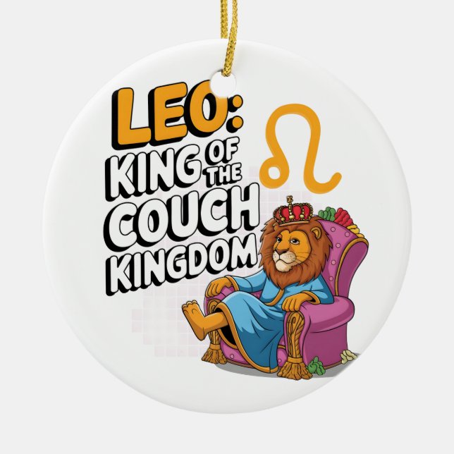 Roligt Zodiac Leo-design Julgransprydnad Keramik (Framsidan)