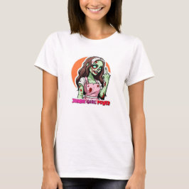 roligt ZOMBIE GIRL POWER-halloween lätt kostym T Shirt