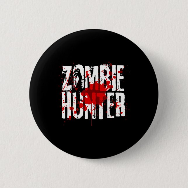 Roligt Zombie Hunter Design for Boys Girls Hallowe Knapp (Framsida)
