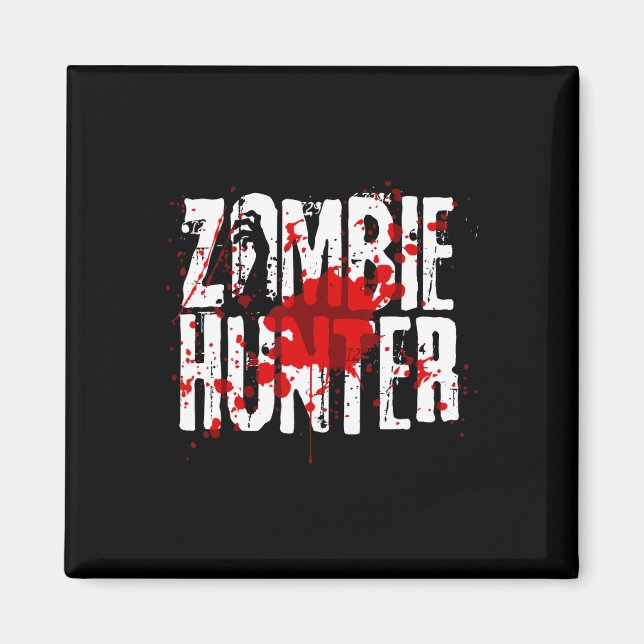 Roligt Zombie Hunter Design for Boys Girls Hallowe Magnet (Framsidan)