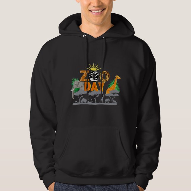 Roligt Zoo Day Cute Animals School Fält Resa Safar Hoodie (Framsida)